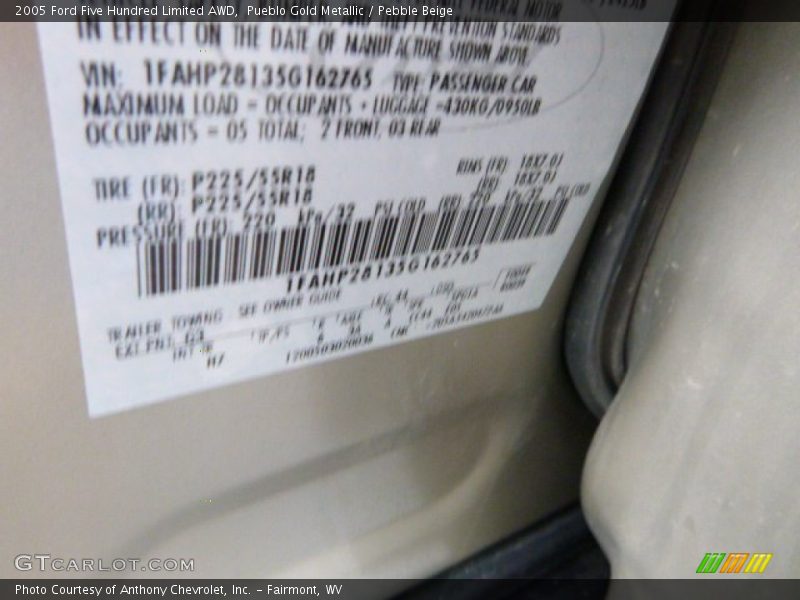 Pueblo Gold Metallic / Pebble Beige 2005 Ford Five Hundred Limited AWD