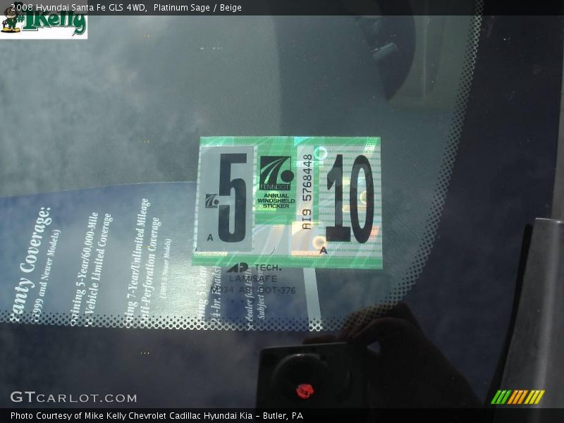 Platinum Sage / Beige 2008 Hyundai Santa Fe GLS 4WD
