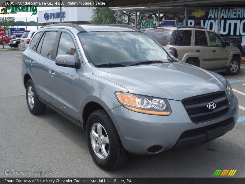Platinum Sage / Beige 2008 Hyundai Santa Fe GLS 4WD