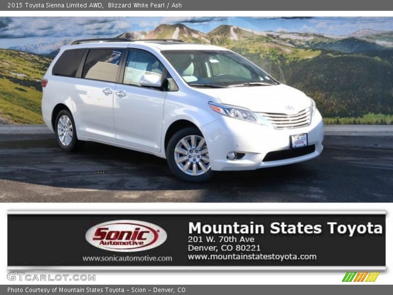 Blizzard White Pearl / Ash 2015 Toyota Sienna Limited AWD