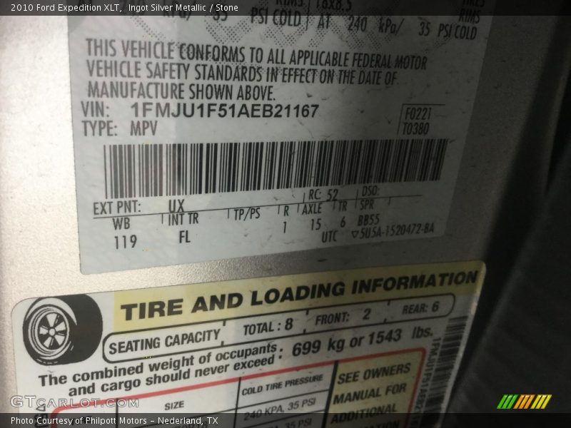 Ingot Silver Metallic / Stone 2010 Ford Expedition XLT