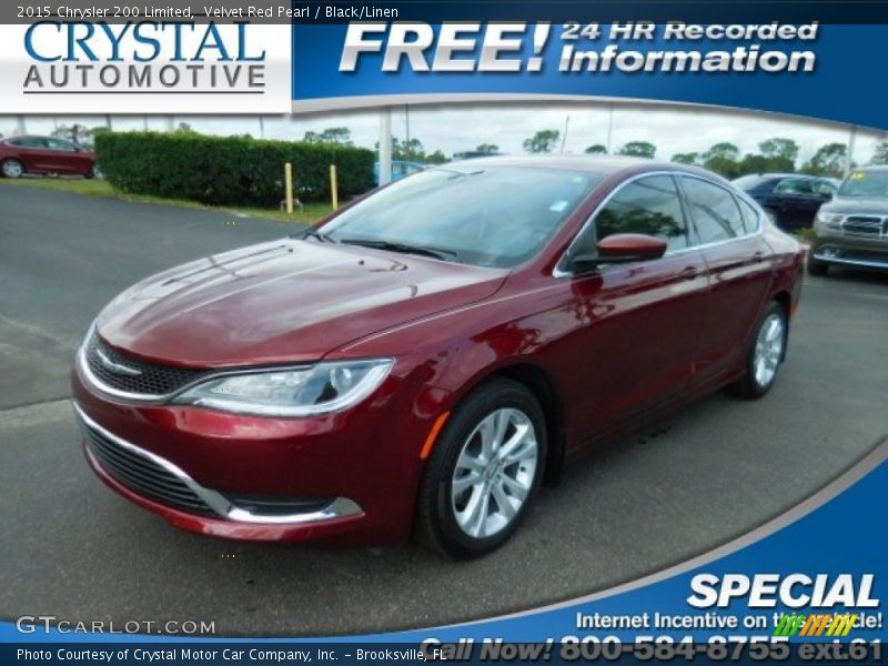 Velvet Red Pearl / Black/Linen 2015 Chrysler 200 Limited