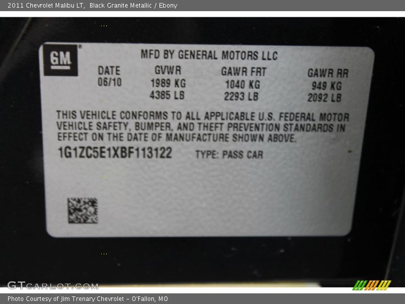 Black Granite Metallic / Ebony 2011 Chevrolet Malibu LT