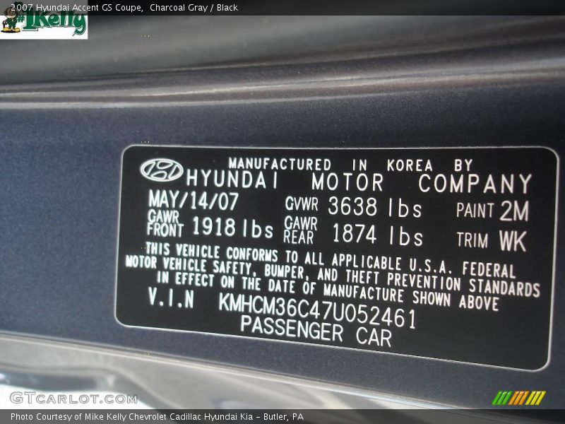 Charcoal Gray / Black 2007 Hyundai Accent GS Coupe