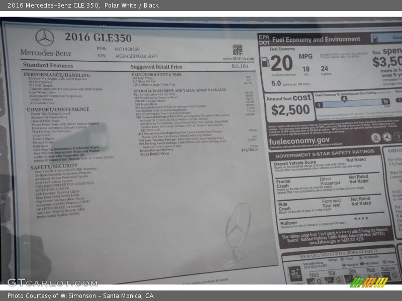 Polar White / Black 2016 Mercedes-Benz GLE 350