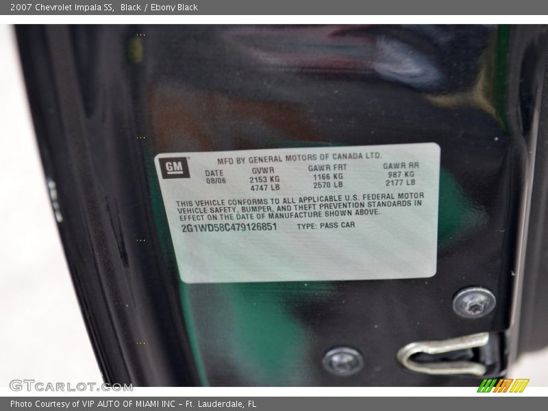 Black / Ebony Black 2007 Chevrolet Impala SS