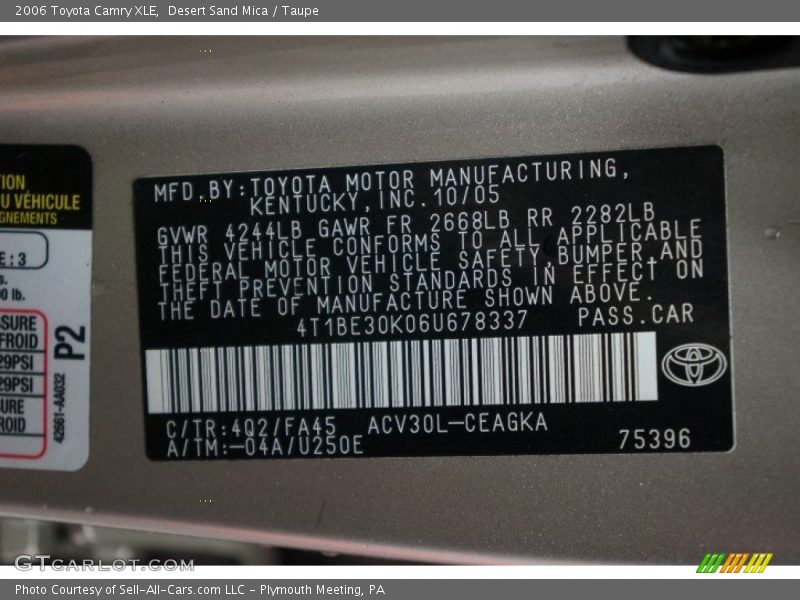 Desert Sand Mica / Taupe 2006 Toyota Camry XLE