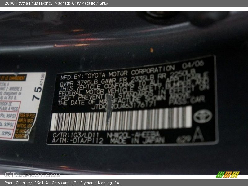 Magnetic Gray Metallic / Gray 2006 Toyota Prius Hybrid