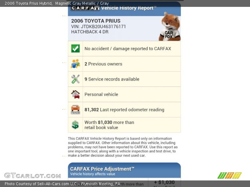 Magnetic Gray Metallic / Gray 2006 Toyota Prius Hybrid