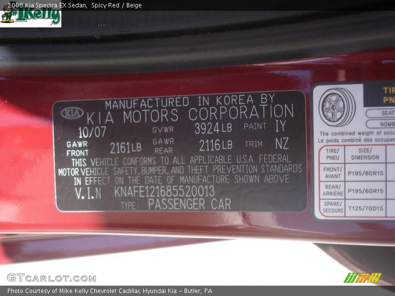 Spicy Red / Beige 2008 Kia Spectra EX Sedan