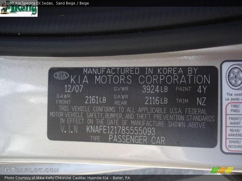 Sand Beige / Beige 2008 Kia Spectra EX Sedan