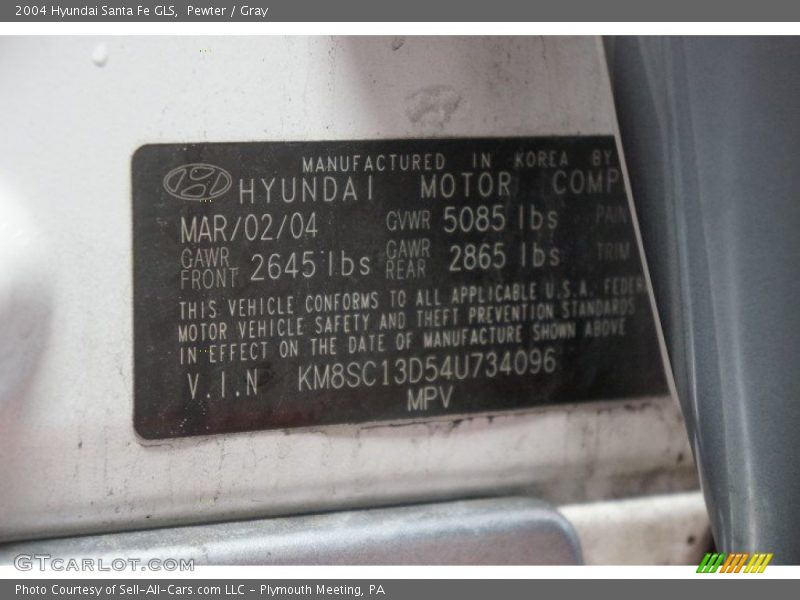 Pewter / Gray 2004 Hyundai Santa Fe GLS