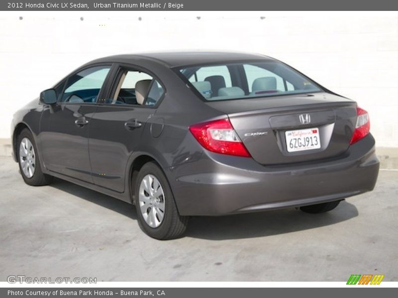 Urban Titanium Metallic / Beige 2012 Honda Civic LX Sedan