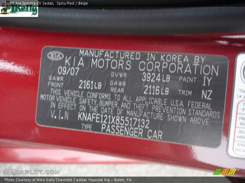 Spicy Red / Beige 2008 Kia Spectra EX Sedan