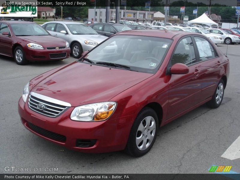 Spicy Red / Beige 2008 Kia Spectra EX Sedan