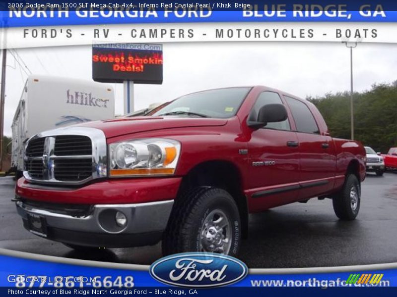 Inferno Red Crystal Pearl / Khaki Beige 2006 Dodge Ram 1500 SLT Mega Cab 4x4