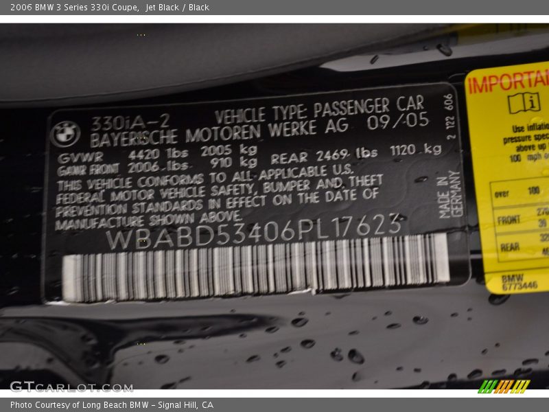 Jet Black / Black 2006 BMW 3 Series 330i Coupe