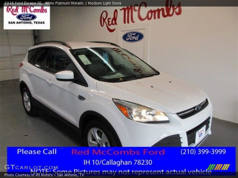 White Platinum Metallic / Medium Light Stone 2016 Ford Escape SE