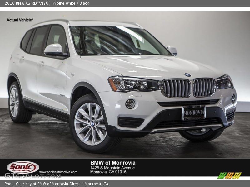 Alpine White / Black 2016 BMW X3 xDrive28i