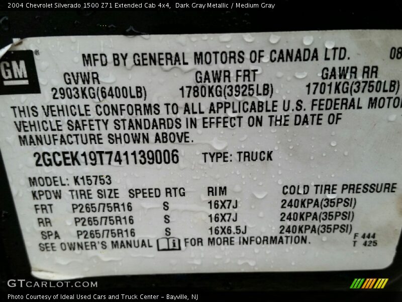 Dark Gray Metallic / Medium Gray 2004 Chevrolet Silverado 1500 Z71 Extended Cab 4x4