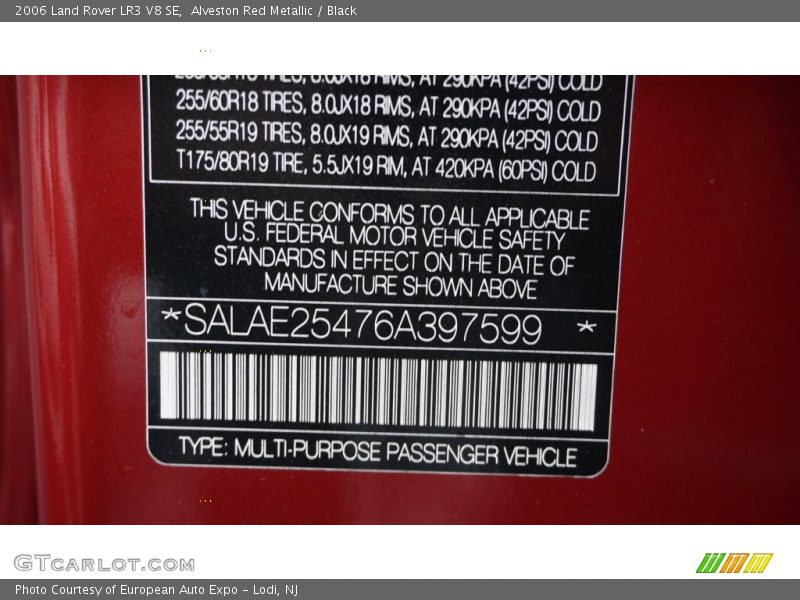 Alveston Red Metallic / Black 2006 Land Rover LR3 V8 SE