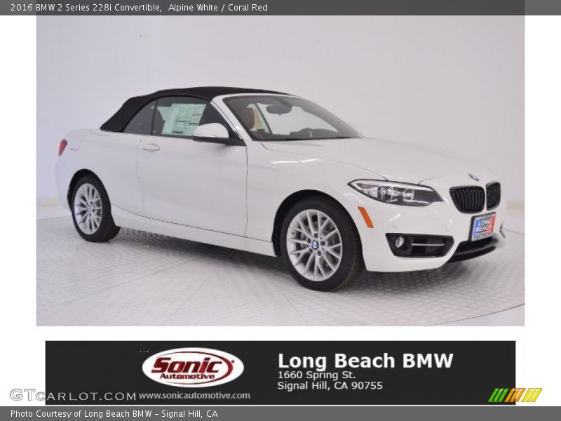 Alpine White / Coral Red 2016 BMW 2 Series 228i Convertible