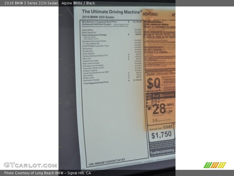 Alpine White / Black 2016 BMW 3 Series 320i Sedan