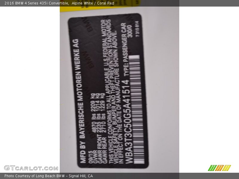 Alpine White / Coral Red 2016 BMW 4 Series 435i Convertible