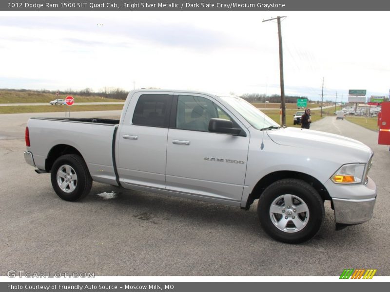 Bright Silver Metallic / Dark Slate Gray/Medium Graystone 2012 Dodge Ram 1500 SLT Quad Cab