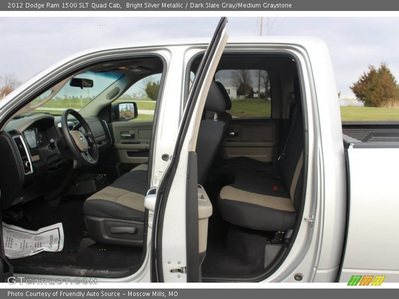 Bright Silver Metallic / Dark Slate Gray/Medium Graystone 2012 Dodge Ram 1500 SLT Quad Cab