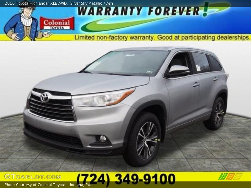 Silver Sky Metallic / Ash 2016 Toyota Highlander XLE AWD