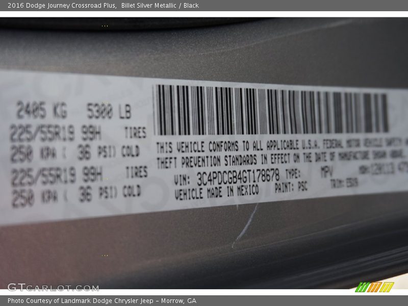 Billet Silver Metallic / Black 2016 Dodge Journey Crossroad Plus