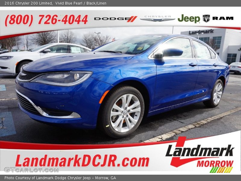 Vivid Blue Pearl / Black/Linen 2016 Chrysler 200 Limited