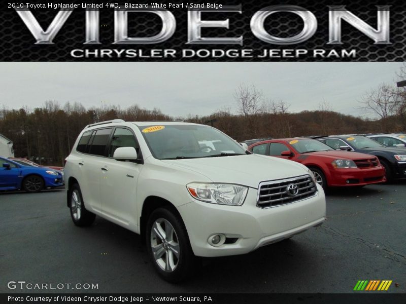 Blizzard White Pearl / Sand Beige 2010 Toyota Highlander Limited 4WD