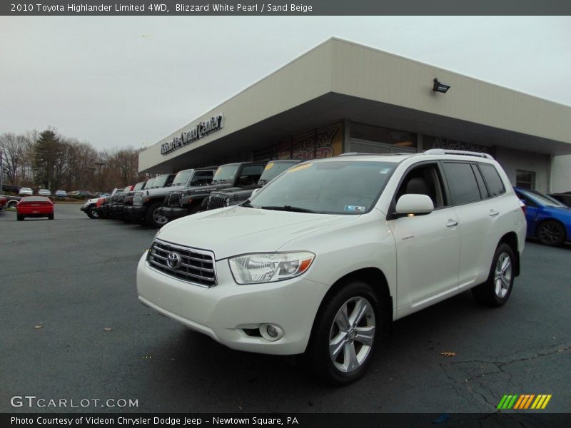 Blizzard White Pearl / Sand Beige 2010 Toyota Highlander Limited 4WD