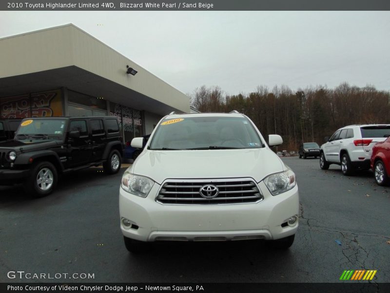 Blizzard White Pearl / Sand Beige 2010 Toyota Highlander Limited 4WD