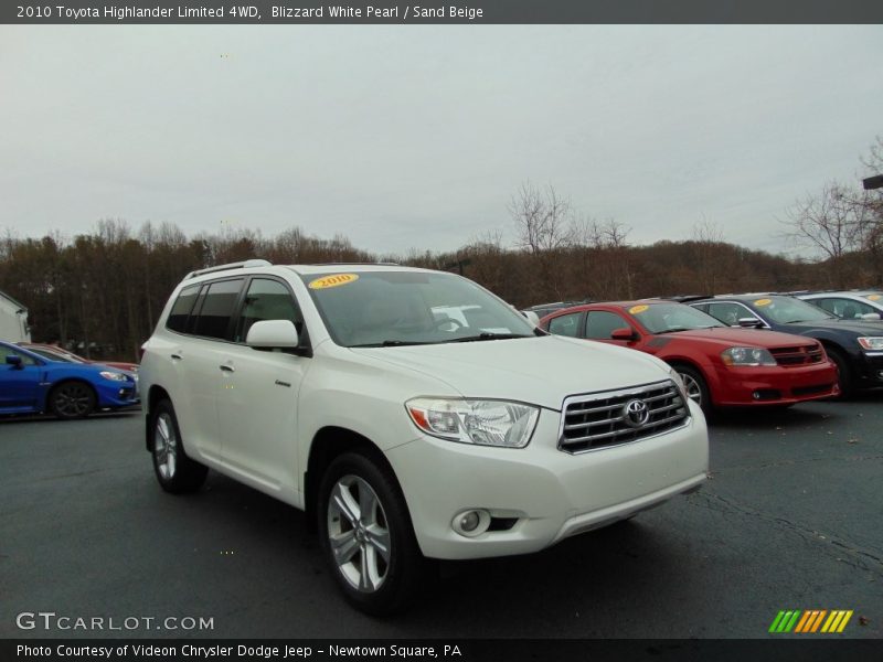 Blizzard White Pearl / Sand Beige 2010 Toyota Highlander Limited 4WD