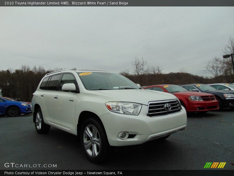 Blizzard White Pearl / Sand Beige 2010 Toyota Highlander Limited 4WD