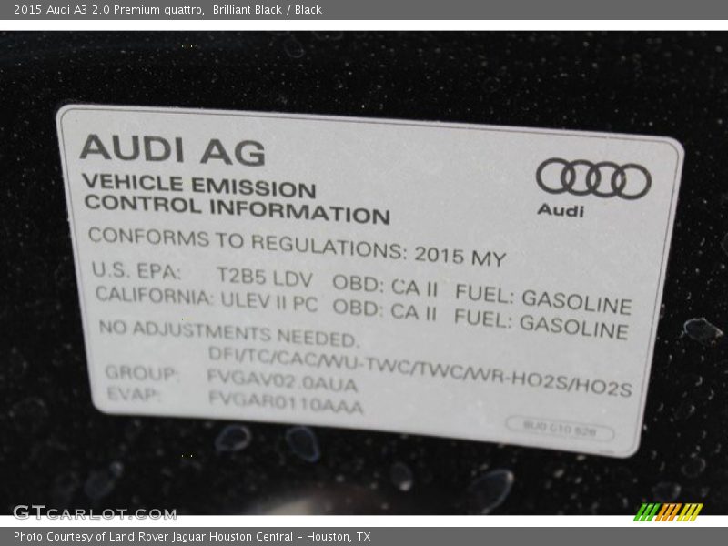 Brilliant Black / Black 2015 Audi A3 2.0 Premium quattro