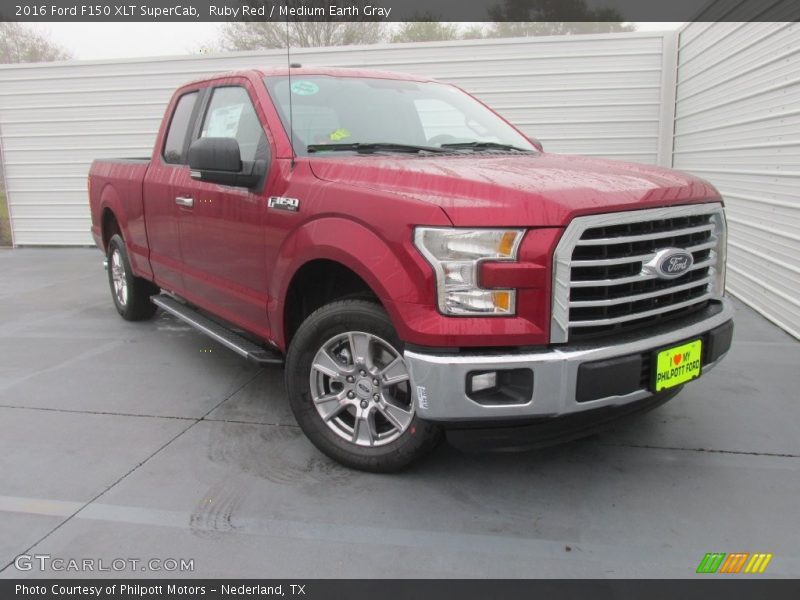 Ruby Red / Medium Earth Gray 2016 Ford F150 XLT SuperCab