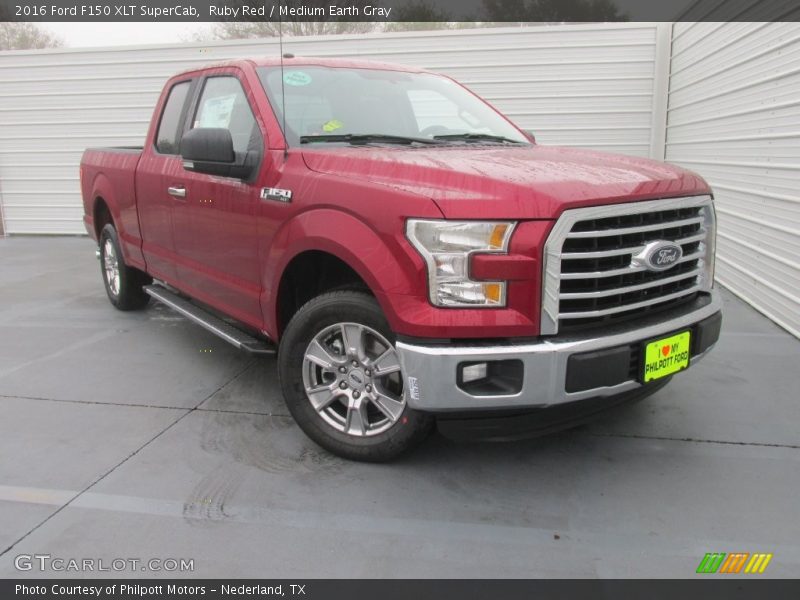 Ruby Red / Medium Earth Gray 2016 Ford F150 XLT SuperCab