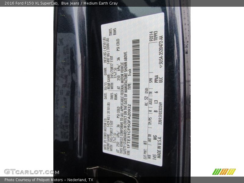 2016 F150 XL SuperCab Blue Jeans Color Code N1