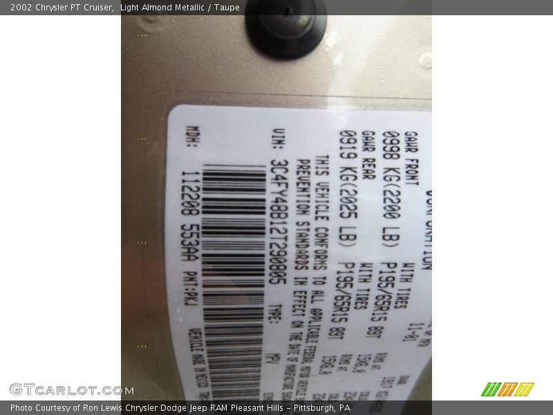 Light Almond Metallic / Taupe 2002 Chrysler PT Cruiser