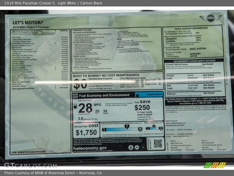 Light White / Carbon Black 2016 Mini Paceman Cooper S