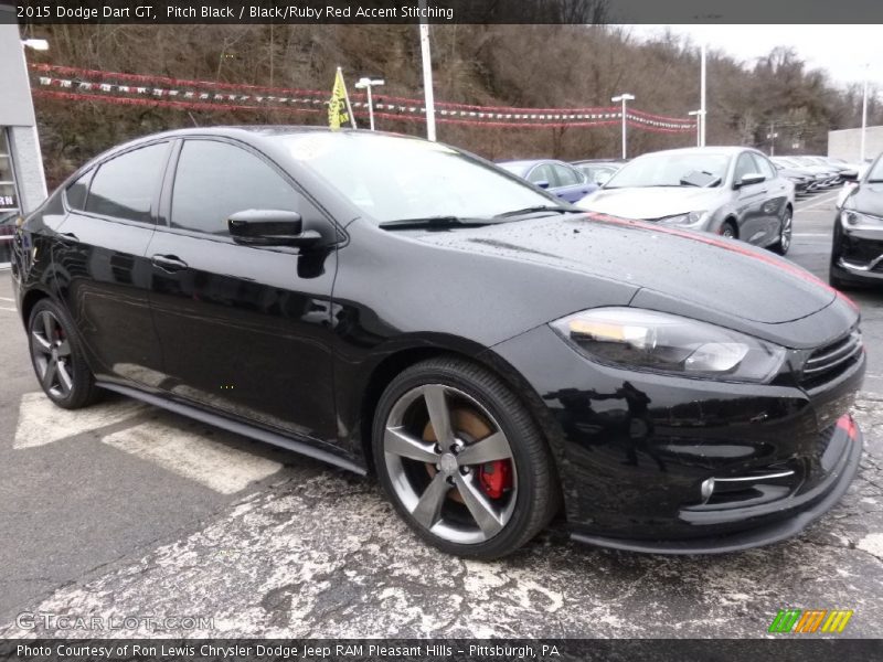 Pitch Black / Black/Ruby Red Accent Stitching 2015 Dodge Dart GT