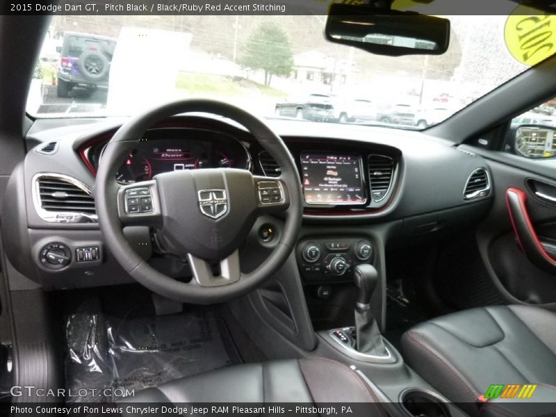 Pitch Black / Black/Ruby Red Accent Stitching 2015 Dodge Dart GT