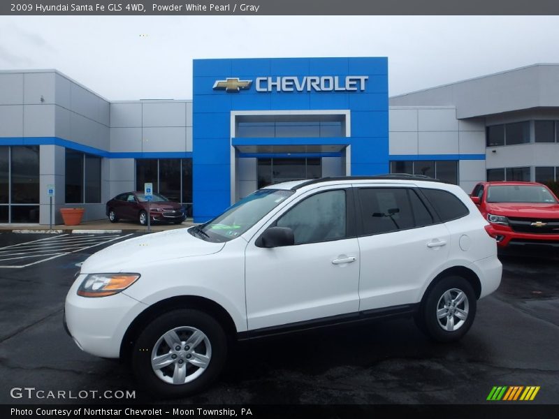 Powder White Pearl / Gray 2009 Hyundai Santa Fe GLS 4WD