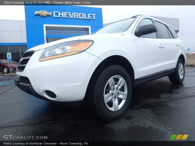 Powder White Pearl / Gray 2009 Hyundai Santa Fe GLS 4WD