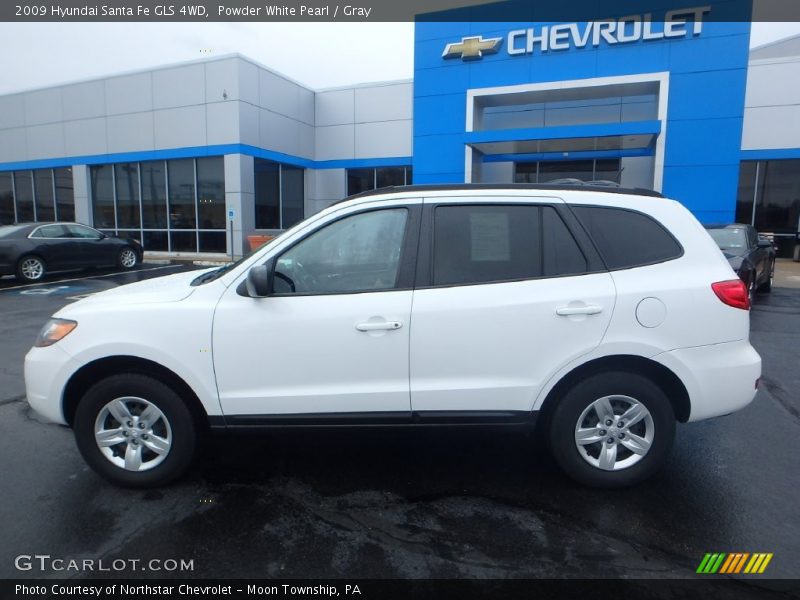Powder White Pearl / Gray 2009 Hyundai Santa Fe GLS 4WD