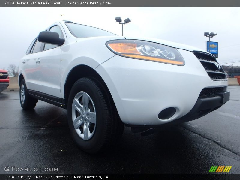 Powder White Pearl / Gray 2009 Hyundai Santa Fe GLS 4WD